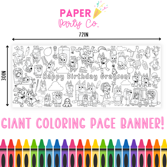 GIANT Coloring Poster Banner | Birthday Coloring Banner | Puppy Party Theme