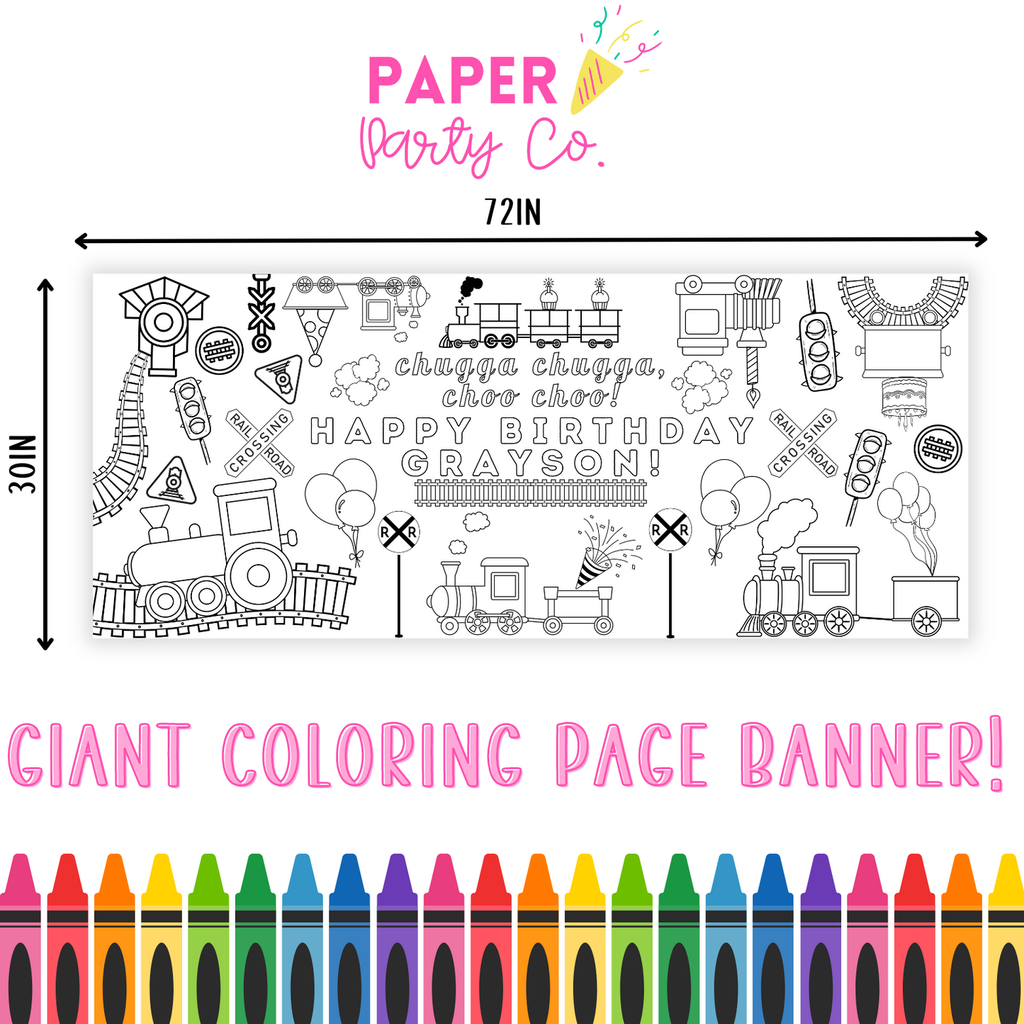LARGE Train Coloring Banner Poster | Coloring Table Runner | Train Birthday Activity | Coloring Sheet Banner | Train Birthday Party |