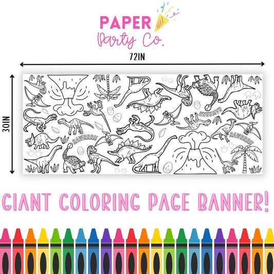 LARGE Dinosaur Coloring Banner | Coloring Poster | Table Top Coloring Runner | Dinosaur Party