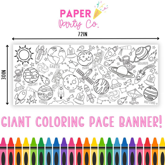 GIANT Space Theme Coloring Banner Poster | Coloring Poster | Space Party | Outer Space Theme