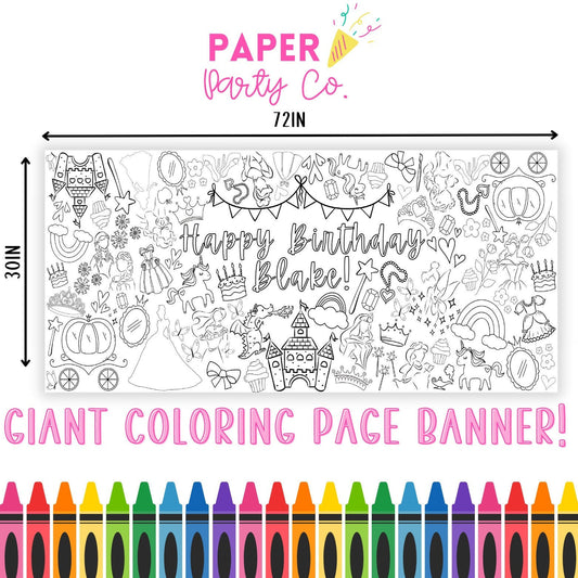 Princess Party Table Top Coloring Banner | Coloring Poster | Princess Party | Giant Coloring Sheet | Princess Birthday | Dress Up Party