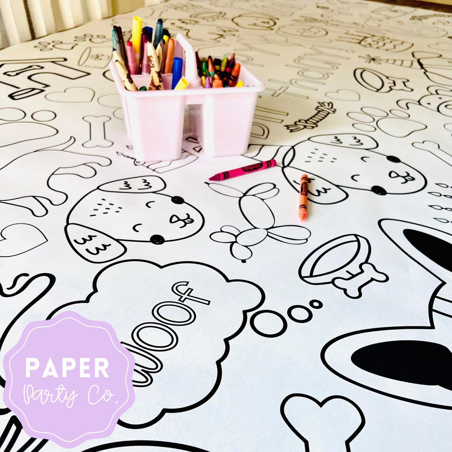 LARGE Puppy Pawty Coloring Banner Poster | Coloring Table Runner | Puppy Dog Birthday Activity | Pawty | Coloring Sheet Banner | Giant