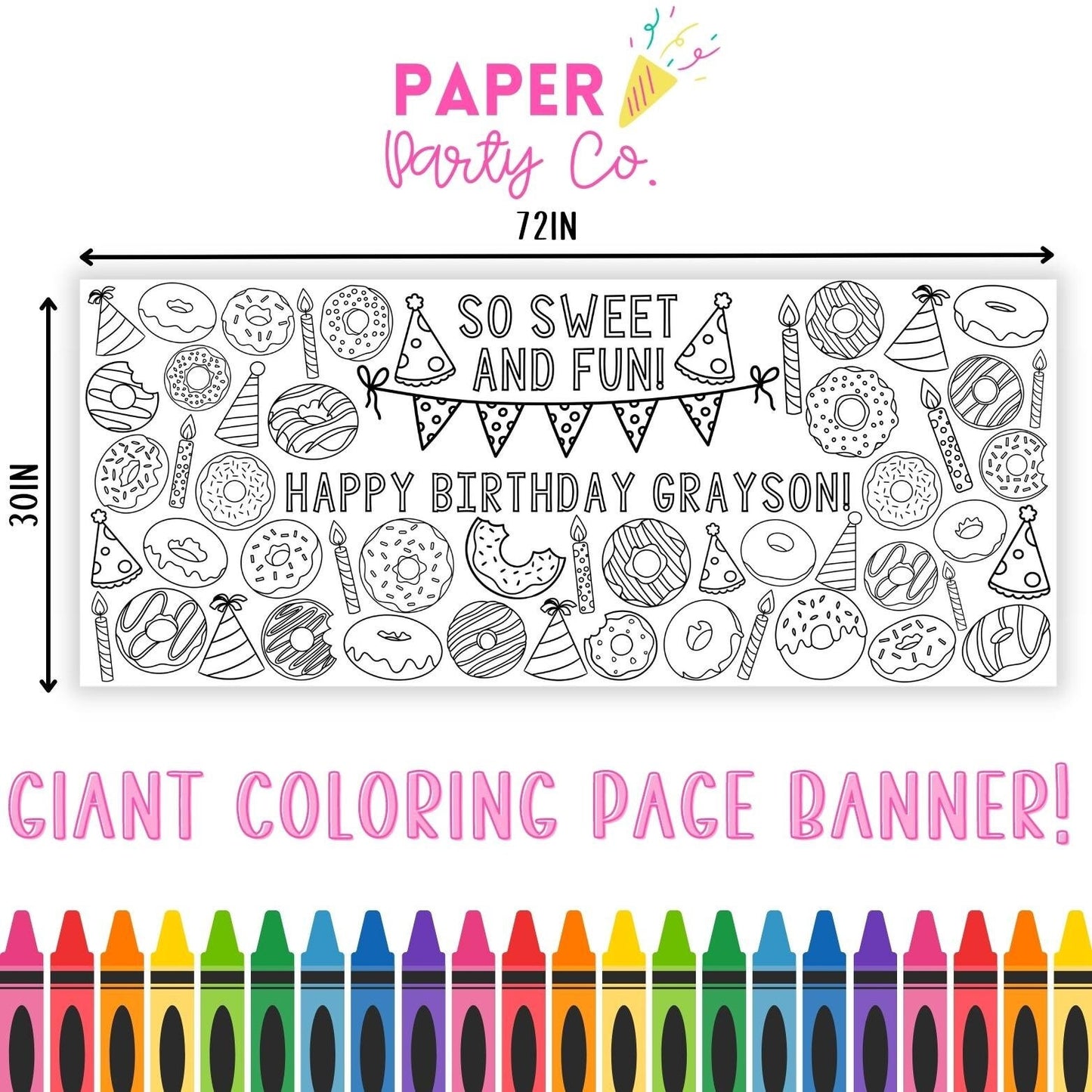 GIANT Coloring Banner | Sweet One Birthday | Donut Birthday | Donut Coloring Tablecloth Runner | Coloring Table | Coloring Poster Banner